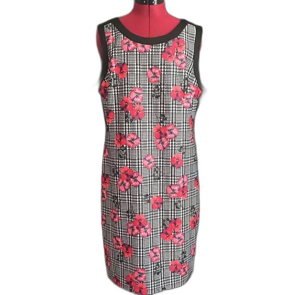 Tommy Hilfiger Dress Women’s Size 16 Red & Black Floral Sleeveless Sheath Zipper - Picture 1 of 9